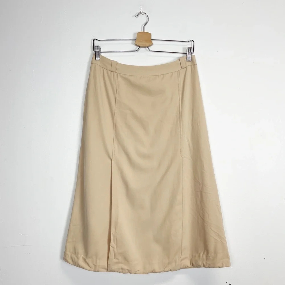 GUCCI Skirt Womens Tan Wool Made in Italy Vintage Size IT 46 / US 10